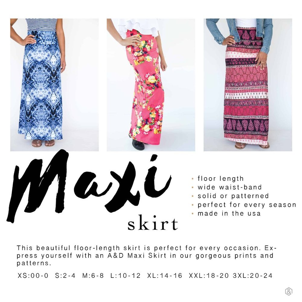 Maxi Skirt Side Slit - Gray Floral Agnes & Dora